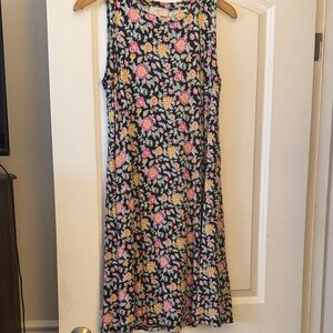 LOFT Navy Floral Midi Dress